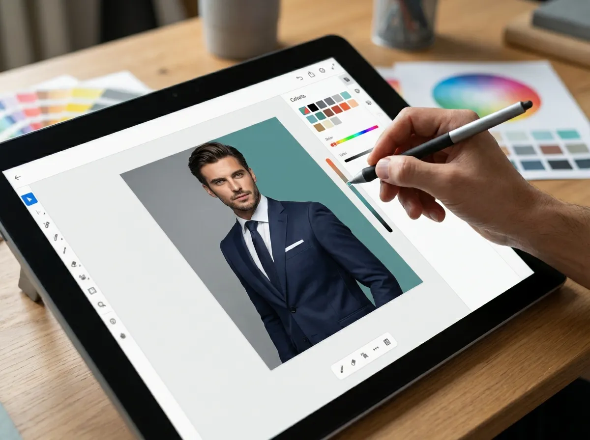 The image shows a photo of a man altered to become the magazine cover of that man