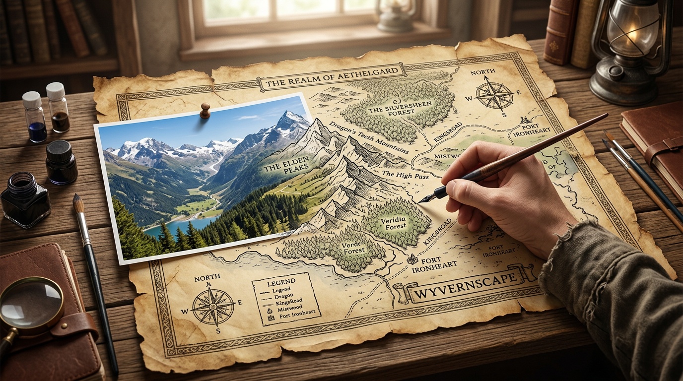 Upload reference images for personalized fantasy map designs