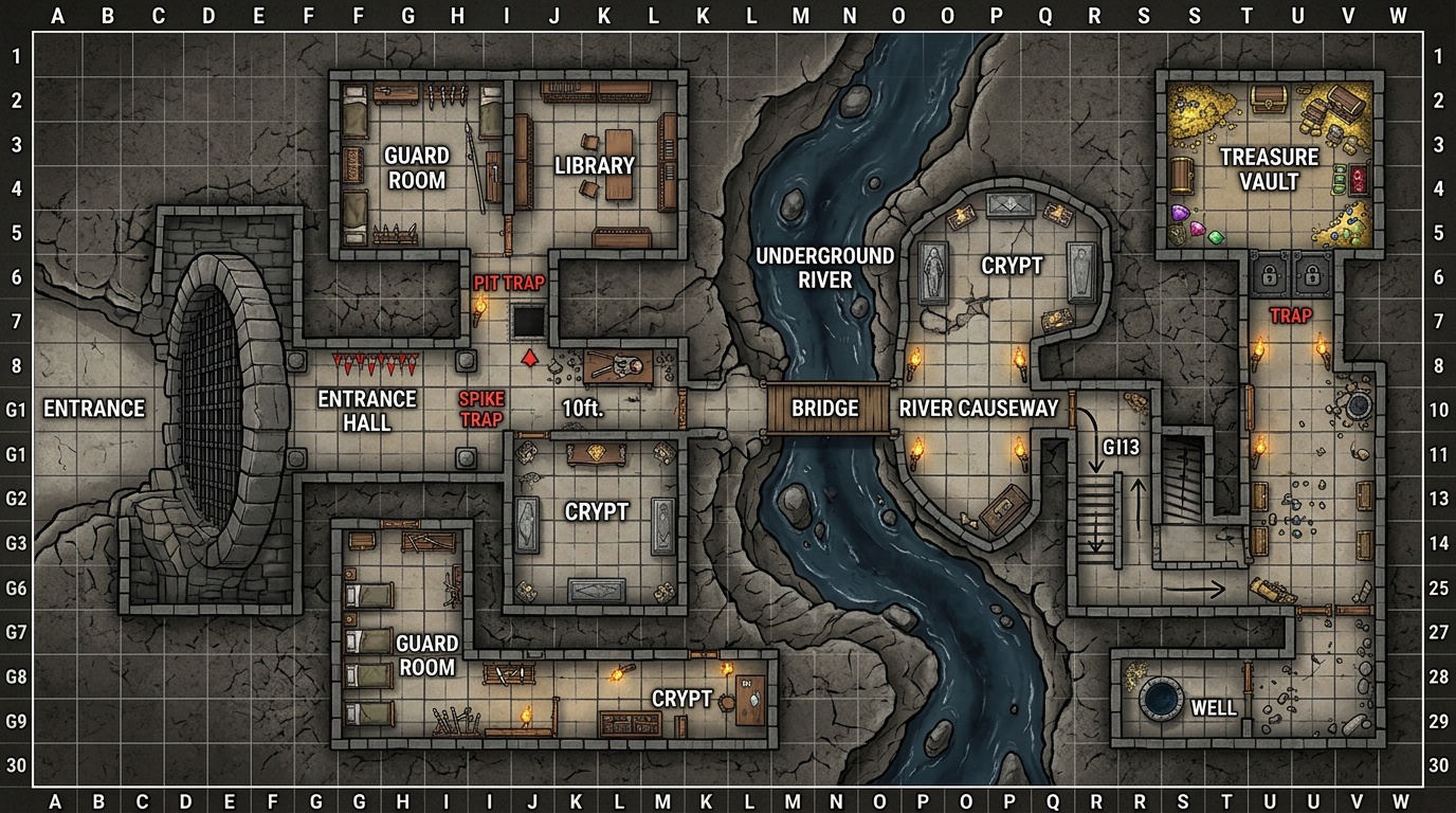 AI generated city and dungeon fantasy map