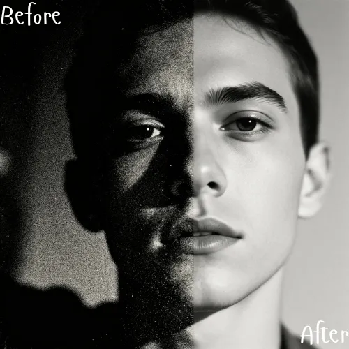 AI가 사진에서 노이즈와 거칠음을 감지하고 제거합니다