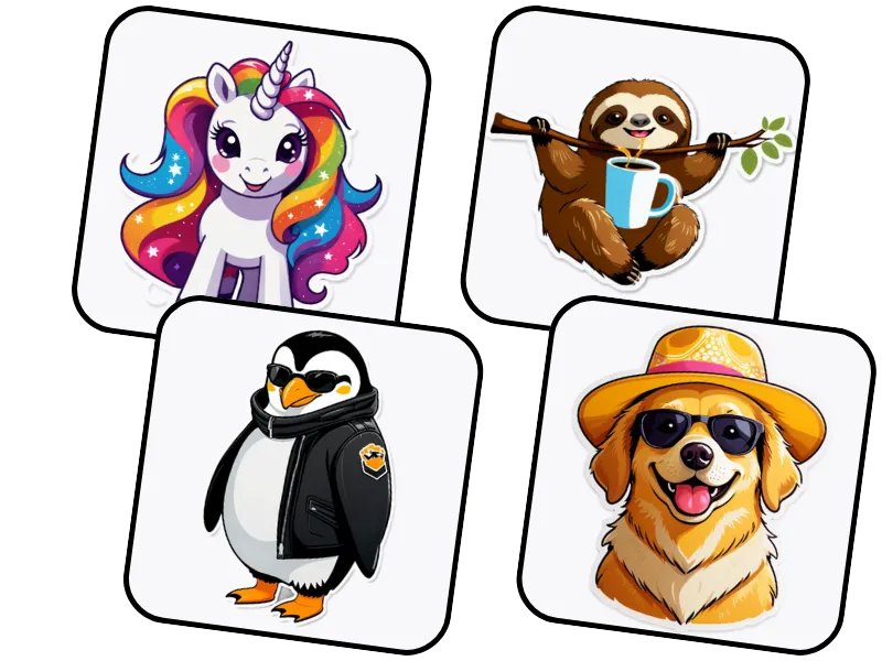 The image showcases how Imgkits effortlessly generates a variety of stickers